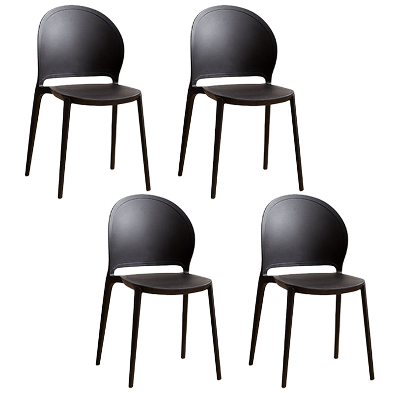 Contemporary Dining Room Dining Chair Plastic Stacking Side Chair Black 4 Piece Set Clearhalo 'Dining Chairs' 'Dining Tables & Seating' 'dining_chair' 'furn' 'furn_dining_chair' 'Furniture' 'Kitchen & Dining Furniture' 7075462