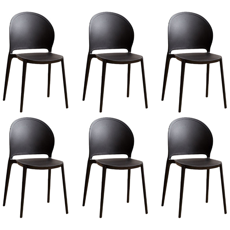 Contemporary Dining Room Dining Chair Plastic Stacking Side Chair Black 6 Piece Set Clearhalo 'Dining Chairs' 'Dining Tables & Seating' 'dining_chair' 'furn' 'furn_dining_chair' 'Furniture' 'Kitchen & Dining Furniture' 7075464