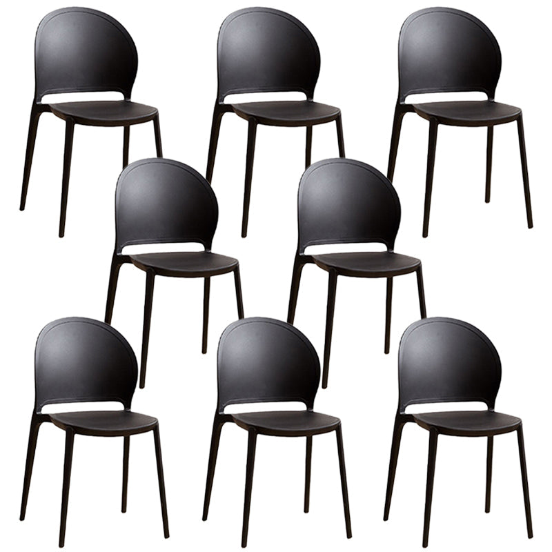 Contemporary Dining Room Dining Chair Plastic Stacking Side Chair Black 8 Piece Set Clearhalo 'Dining Chairs' 'Dining Tables & Seating' 'dining_chair' 'furn' 'furn_dining_chair' 'Furniture' 'Kitchen & Dining Furniture' 7075466