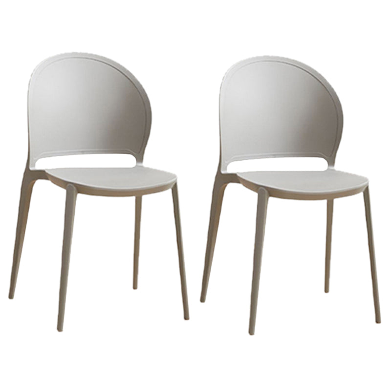 Contemporary Dining Room Dining Chair Plastic Stacking Side Chair Grey 2 Piece Set Clearhalo 'Dining Chairs' 'Dining Tables & Seating' 'dining_chair' 'furn' 'furn_dining_chair' 'Furniture' 'Kitchen & Dining Furniture' 7075471