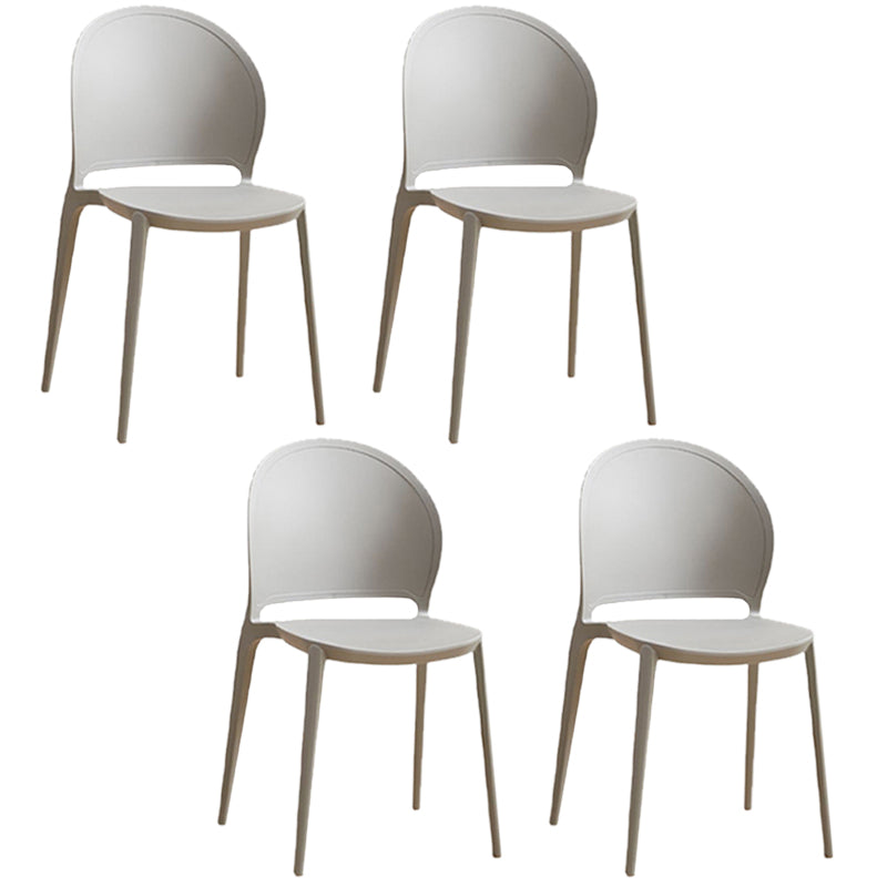 Contemporary Dining Room Dining Chair Plastic Stacking Side Chair Grey 4 Piece Set Clearhalo 'Dining Chairs' 'Dining Tables & Seating' 'dining_chair' 'furn' 'furn_dining_chair' 'Furniture' 'Kitchen & Dining Furniture' 7075473