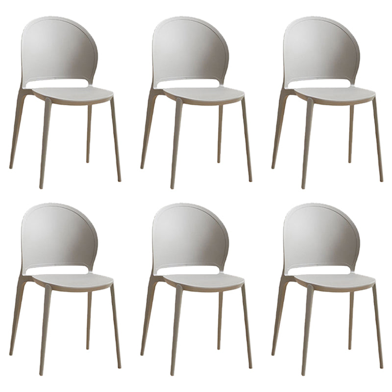 Contemporary Dining Room Dining Chair Plastic Stacking Side Chair Grey 6 Piece Set Clearhalo 'Dining Chairs' 'Dining Tables & Seating' 'dining_chair' 'furn' 'furn_dining_chair' 'Furniture' 'Kitchen & Dining Furniture' 7075475