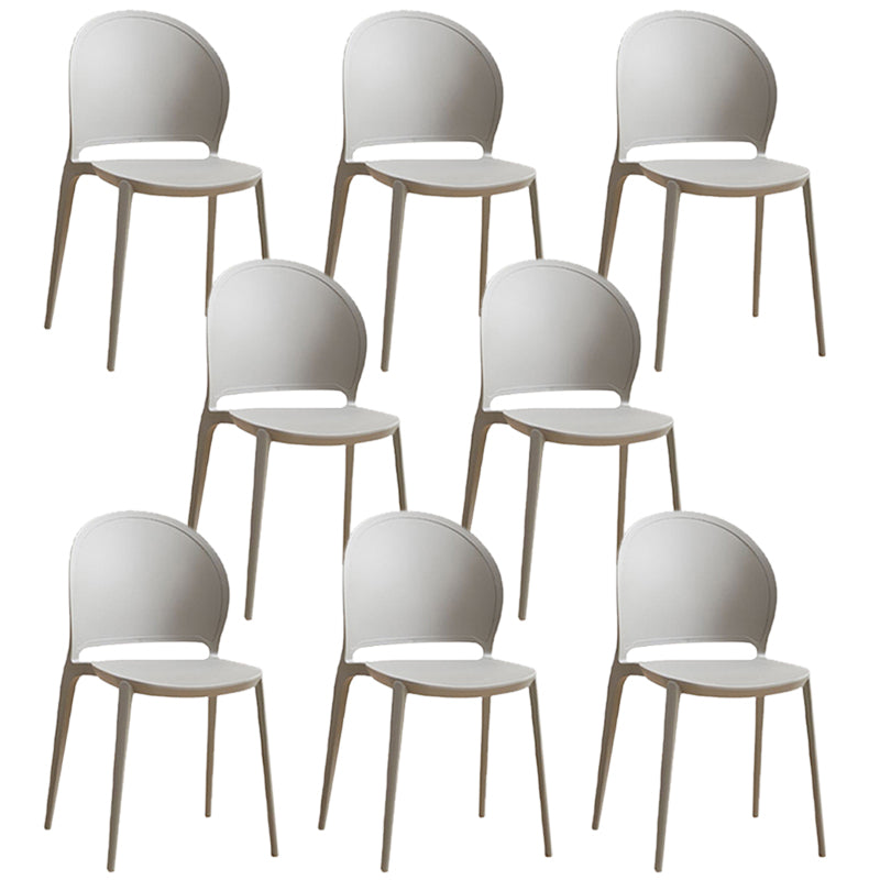Contemporary Dining Room Dining Chair Plastic Stacking Side Chair Grey 8 Piece Set Clearhalo 'Dining Chairs' 'Dining Tables & Seating' 'dining_chair' 'furn' 'furn_dining_chair' 'Furniture' 'Kitchen & Dining Furniture' 7075476
