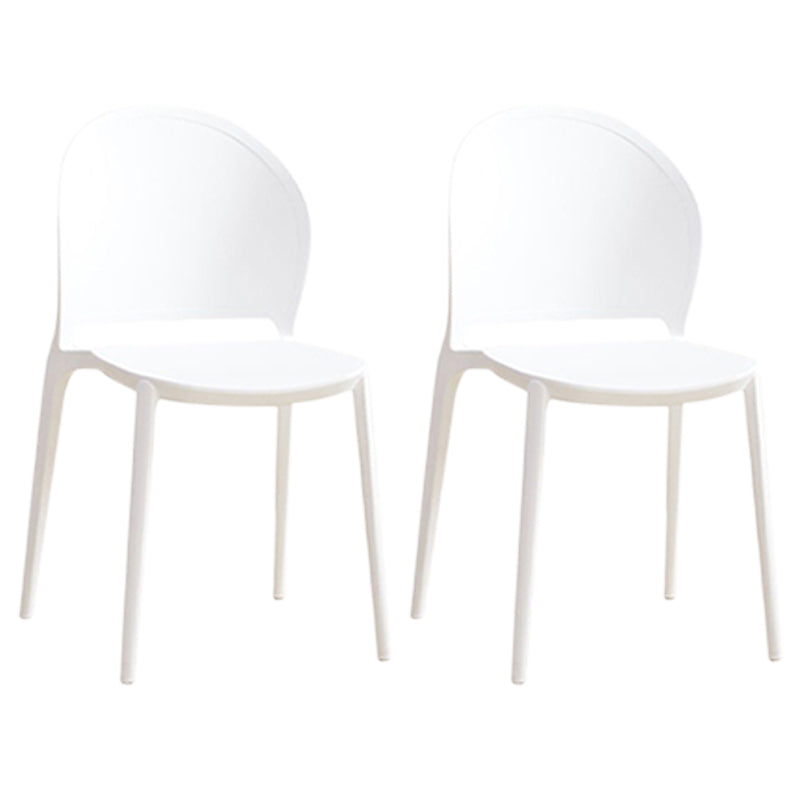 Contemporary Dining Room Dining Chair Plastic Stacking Side Chair White 2 Piece Set Clearhalo 'Dining Chairs' 'Dining Tables & Seating' 'dining_chair' 'furn' 'furn_dining_chair' 'Furniture' 'Kitchen & Dining Furniture' 7075481