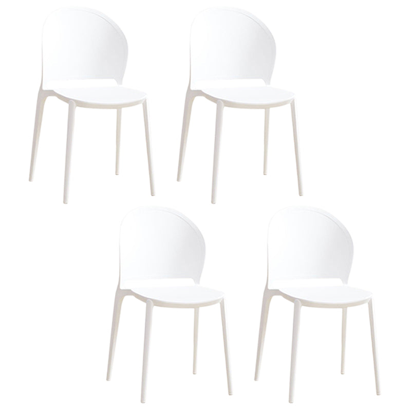 Contemporary Dining Room Dining Chair Plastic Stacking Side Chair White 4 Piece Set Clearhalo 'Dining Chairs' 'Dining Tables & Seating' 'dining_chair' 'furn' 'furn_dining_chair' 'Furniture' 'Kitchen & Dining Furniture' 7075482
