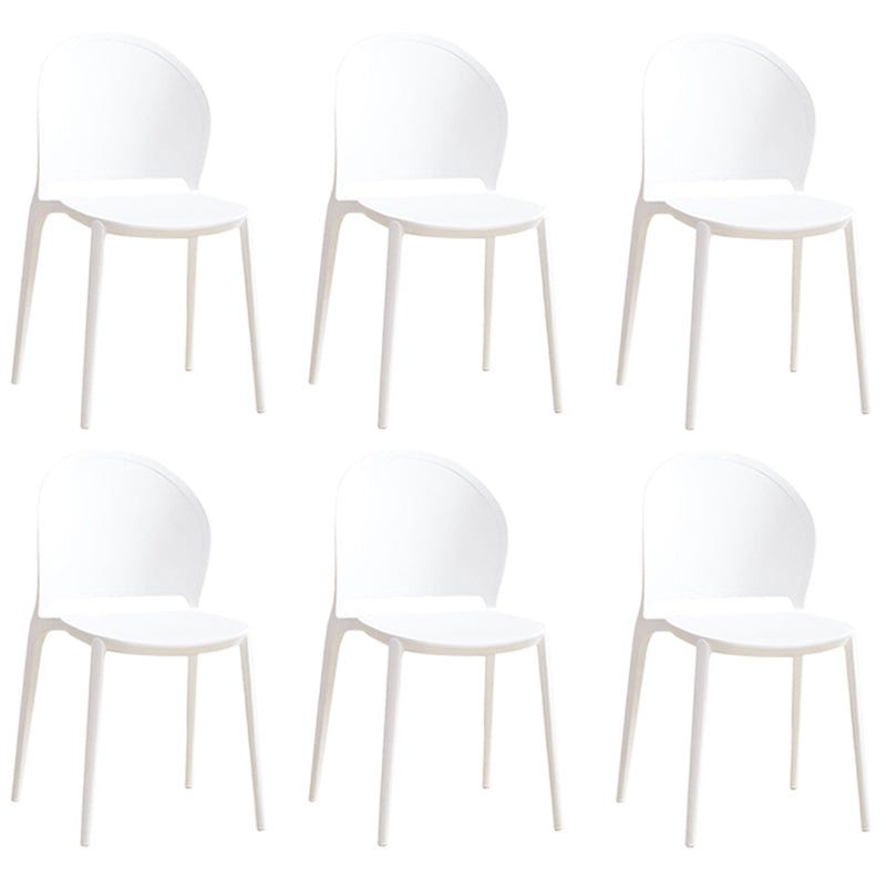 Contemporary Dining Room Dining Chair Plastic Stacking Side Chair White 6 Piece Set Clearhalo 'Dining Chairs' 'Dining Tables & Seating' 'dining_chair' 'furn' 'furn_dining_chair' 'Furniture' 'Kitchen & Dining Furniture' 7075483