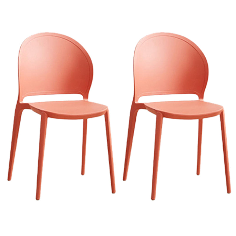 Contemporary Dining Room Dining Chair Plastic Stacking Side Chair Red 2 Piece Set Clearhalo 'Dining Chairs' 'Dining Tables & Seating' 'dining_chair' 'furn' 'furn_dining_chair' 'Furniture' 'Kitchen & Dining Furniture' 7075486