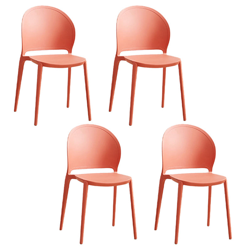 Contemporary Dining Room Dining Chair Plastic Stacking Side Chair Red 4 Piece Set Clearhalo 'Dining Chairs' 'Dining Tables & Seating' 'dining_chair' 'furn' 'furn_dining_chair' 'Furniture' 'Kitchen & Dining Furniture' 7075487