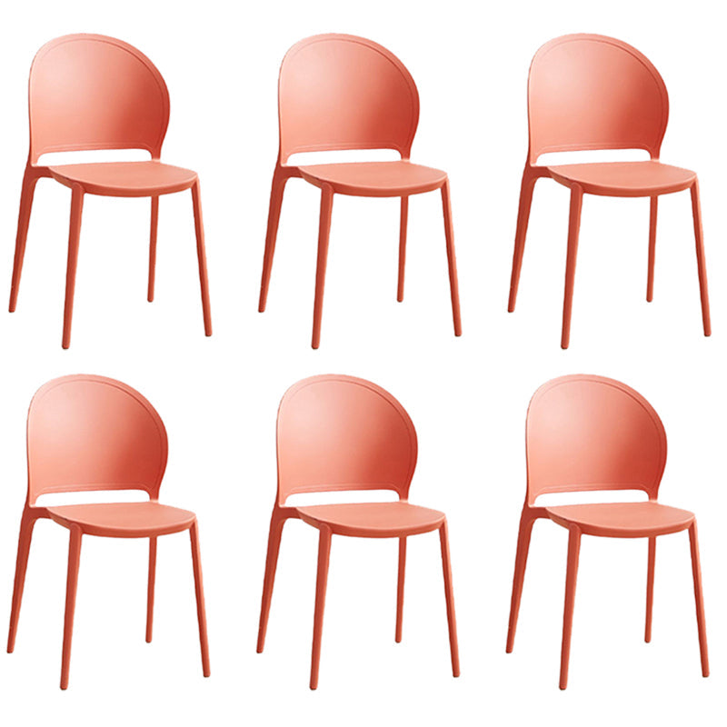 Contemporary Dining Room Dining Chair Plastic Stacking Side Chair Red 6 Piece Set Clearhalo 'Dining Chairs' 'Dining Tables & Seating' 'dining_chair' 'furn' 'furn_dining_chair' 'Furniture' 'Kitchen & Dining Furniture' 7075488