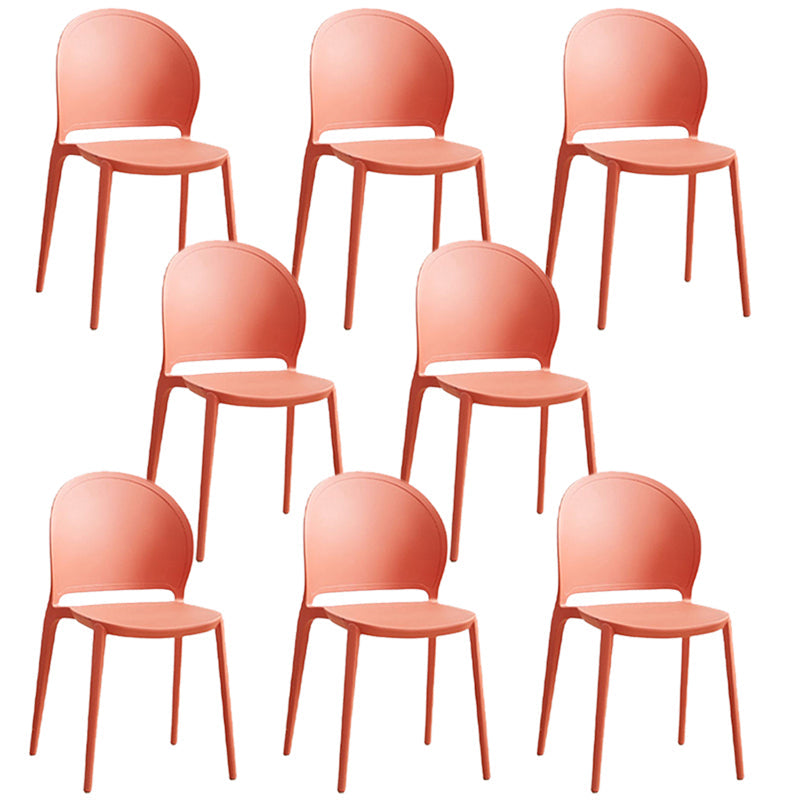 Contemporary Dining Room Dining Chair Plastic Stacking Side Chair Red 8 Piece Set Clearhalo 'Dining Chairs' 'Dining Tables & Seating' 'dining_chair' 'furn' 'furn_dining_chair' 'Furniture' 'Kitchen & Dining Furniture' 7075489