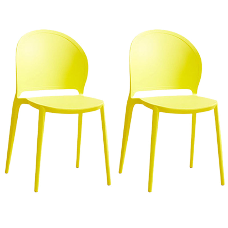 Contemporary Dining Room Dining Chair Plastic Stacking Side Chair Yellow 2 Piece Set Clearhalo 'Dining Chairs' 'Dining Tables & Seating' 'dining_chair' 'furn' 'furn_dining_chair' 'Furniture' 'Kitchen & Dining Furniture' 7075491