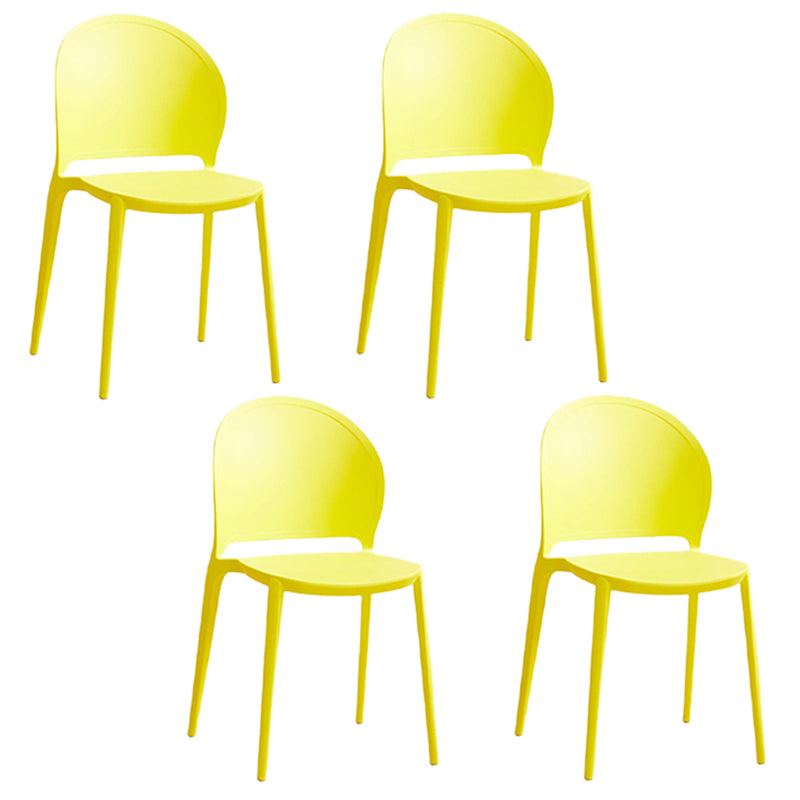 Contemporary Dining Room Dining Chair Plastic Stacking Side Chair Yellow 4 Piece Set Clearhalo 'Dining Chairs' 'Dining Tables & Seating' 'dining_chair' 'furn' 'furn_dining_chair' 'Furniture' 'Kitchen & Dining Furniture' 7075492
