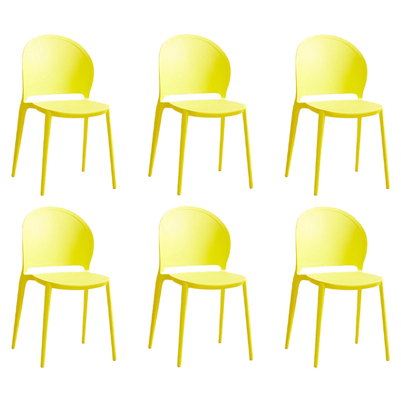 Contemporary Dining Room Dining Chair Plastic Stacking Side Chair Yellow 6 Piece Set Clearhalo 'Dining Chairs' 'Dining Tables & Seating' 'dining_chair' 'furn' 'furn_dining_chair' 'Furniture' 'Kitchen & Dining Furniture' 7075493