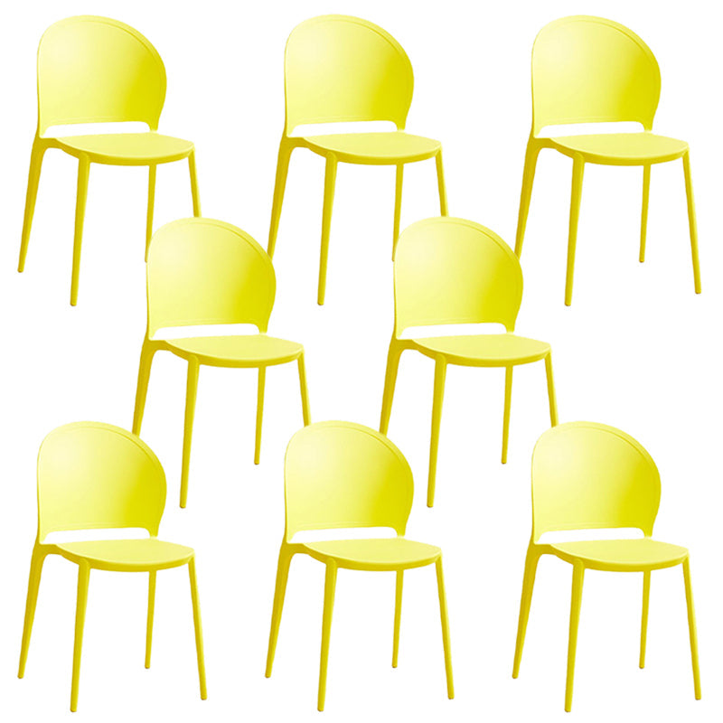 Contemporary Dining Room Dining Chair Plastic Stacking Side Chair Yellow 8 Piece Set Clearhalo 'Dining Chairs' 'Dining Tables & Seating' 'dining_chair' 'furn' 'furn_dining_chair' 'Furniture' 'Kitchen & Dining Furniture' 7075494