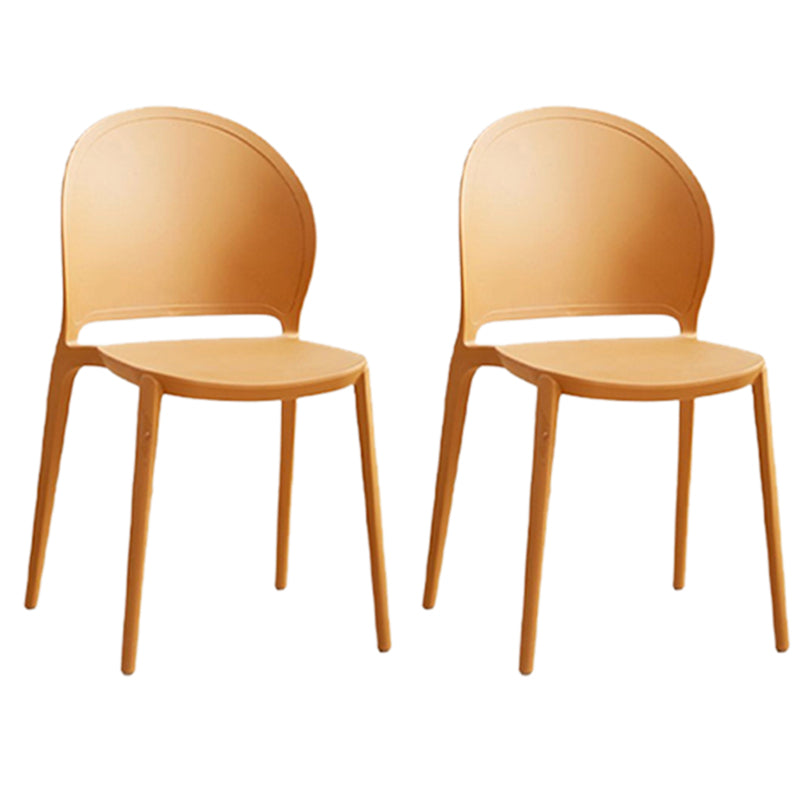 Contemporary Dining Room Dining Chair Plastic Stacking Side Chair Orange 2 Piece Set Clearhalo 'Dining Chairs' 'Dining Tables & Seating' 'dining_chair' 'furn' 'furn_dining_chair' 'Furniture' 'Kitchen & Dining Furniture' 7075496