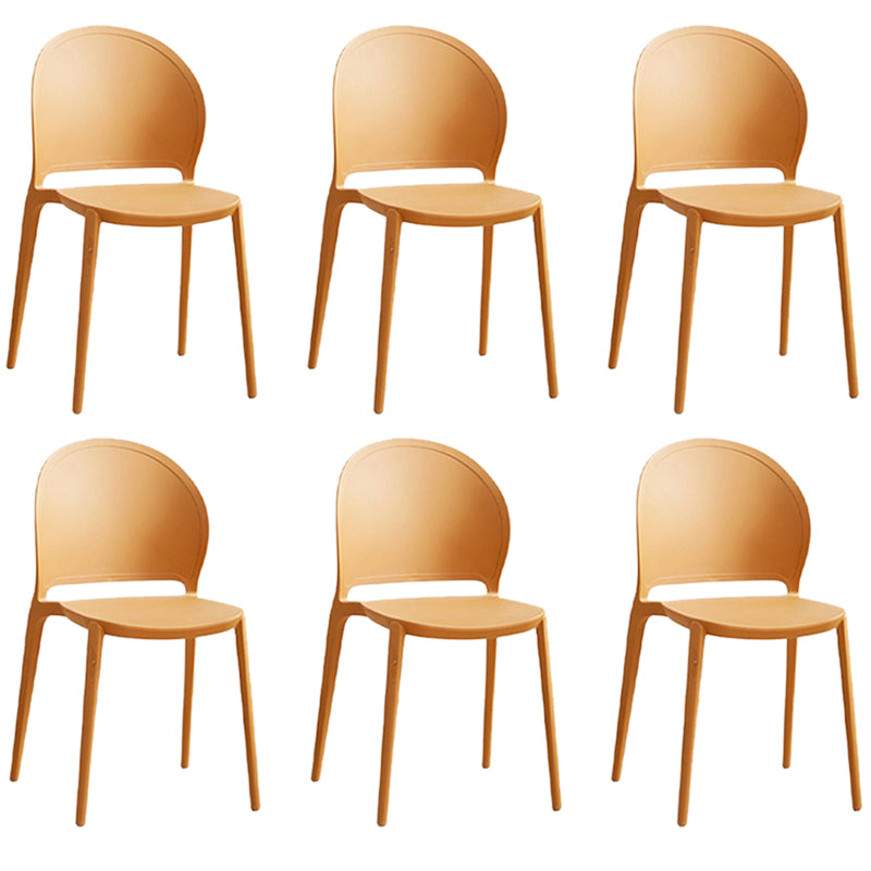 Contemporary Dining Room Dining Chair Plastic Stacking Side Chair Orange 6 Piece Set Clearhalo 'Dining Chairs' 'Dining Tables & Seating' 'dining_chair' 'furn' 'furn_dining_chair' 'Furniture' 'Kitchen & Dining Furniture' 7075498
