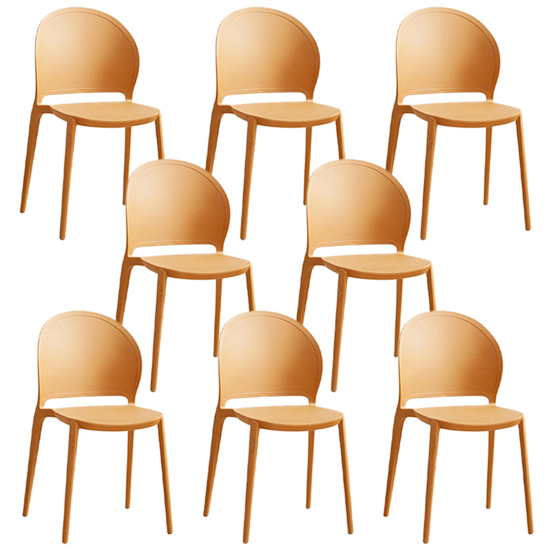 Contemporary Dining Room Dining Chair Plastic Stacking Side Chair Orange 8 Piece Set Clearhalo 'Dining Chairs' 'Dining Tables & Seating' 'dining_chair' 'furn' 'furn_dining_chair' 'Furniture' 'Kitchen & Dining Furniture' 7075499