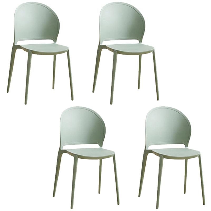 Contemporary Dining Room Dining Chair Plastic Stacking Side Chair Green 4 Piece Set Clearhalo 'Dining Chairs' 'Dining Tables & Seating' 'dining_chair' 'furn' 'furn_dining_chair' 'Furniture' 'Kitchen & Dining Furniture' 7075507