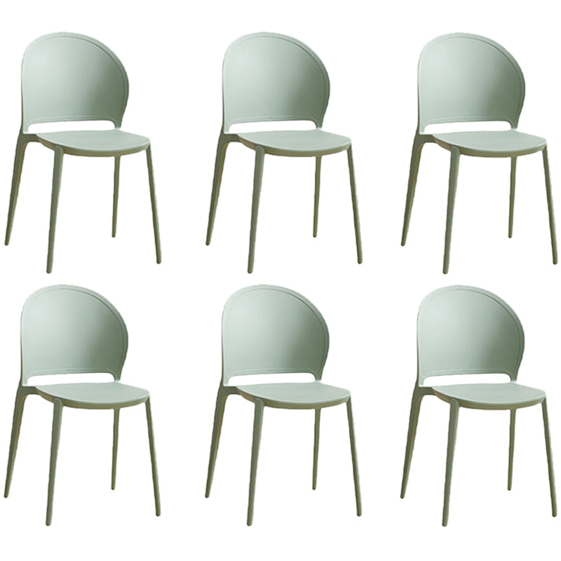 Contemporary Dining Room Dining Chair Plastic Stacking Side Chair Green 6 Piece Set Clearhalo 'Dining Chairs' 'Dining Tables & Seating' 'dining_chair' 'furn' 'furn_dining_chair' 'Furniture' 'Kitchen & Dining Furniture' 7075508