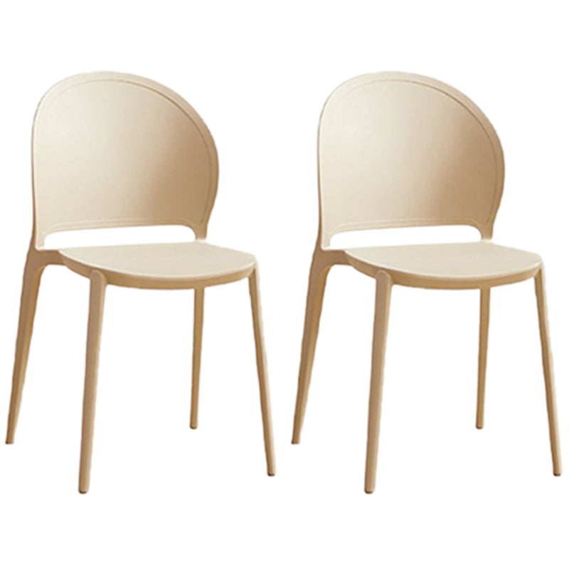 Contemporary Dining Room Dining Chair Plastic Stacking Side Chair Khaki 2 Piece Set Clearhalo 'Dining Chairs' 'Dining Tables & Seating' 'dining_chair' 'furn' 'furn_dining_chair' 'Furniture' 'Kitchen & Dining Furniture' 7075511