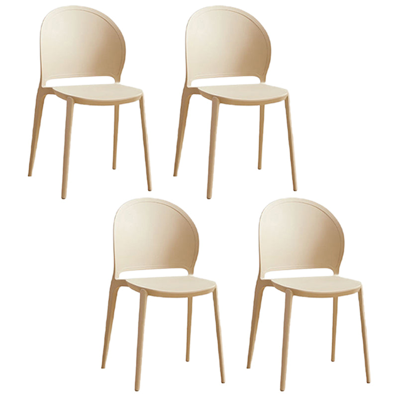 Contemporary Dining Room Dining Chair Plastic Stacking Side Chair Khaki 4 Piece Set Clearhalo 'Dining Chairs' 'Dining Tables & Seating' 'dining_chair' 'furn' 'furn_dining_chair' 'Furniture' 'Kitchen & Dining Furniture' 7075512