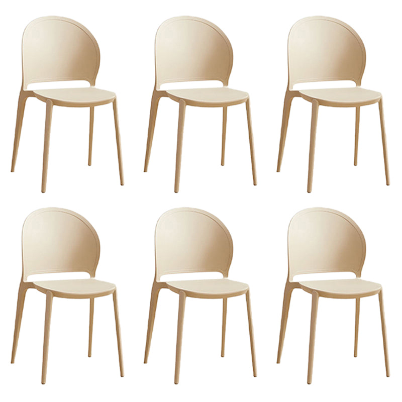 Contemporary Dining Room Dining Chair Plastic Stacking Side Chair Khaki 6 Piece Set Clearhalo 'Dining Chairs' 'Dining Tables & Seating' 'dining_chair' 'furn' 'furn_dining_chair' 'Furniture' 'Kitchen & Dining Furniture' 7075513