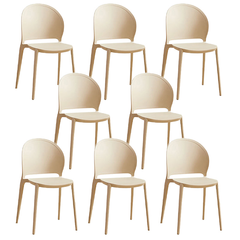 Contemporary Dining Room Dining Chair Plastic Stacking Side Chair Khaki 8 Piece Set Clearhalo 'Dining Chairs' 'Dining Tables & Seating' 'dining_chair' 'furn' 'furn_dining_chair' 'Furniture' 'Kitchen & Dining Furniture' 7075514