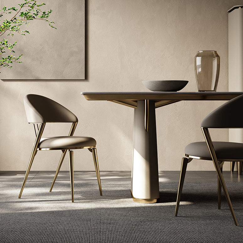 グラムキッチンサイドチェアメタルレッグオープンバックダイニングアームレスチェア