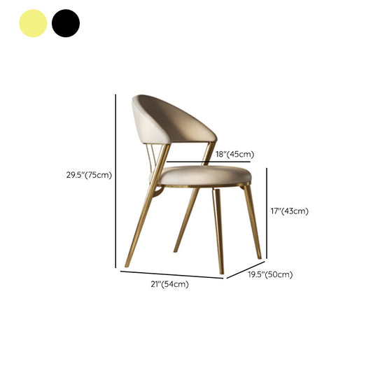 Glam Kitchen Side Chair Metal Legs Open Back Dining Armless Chair