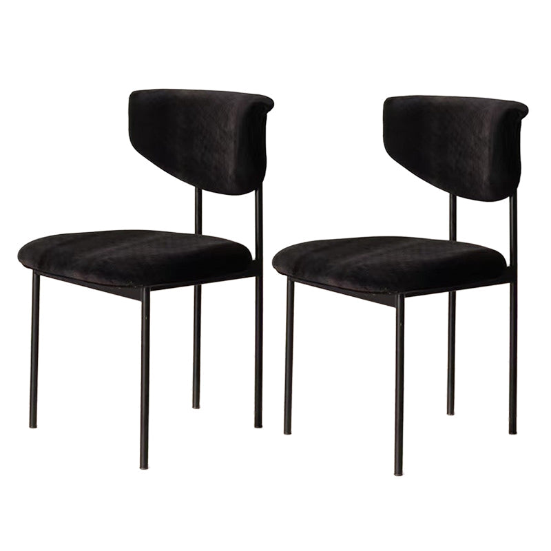 Kitchen Upholstered Armless Chair Industrial Open Back Dining Chair Matte Black 2 Piece Set Clearhalo 'Dining Chairs' 'Dining Tables & Seating' 'dining_chair' 'furn' 'furn_dining_chair' 'Furniture' 'Kitchen & Dining Furniture' 7075552