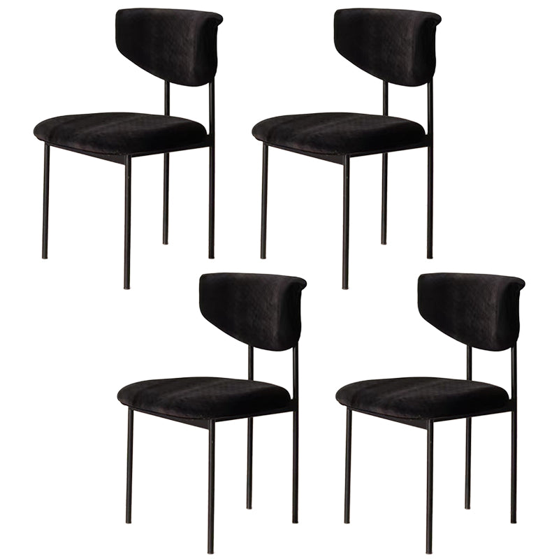Kitchen Upholstered Armless Chair Industrial Open Back Dining Chair Matte Black 4 Piece Set Clearhalo 'Dining Chairs' 'Dining Tables & Seating' 'dining_chair' 'furn' 'furn_dining_chair' 'Furniture' 'Kitchen & Dining Furniture' 7075555