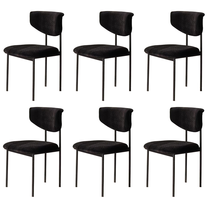 Kitchen Upholstered Armless Chair Industrial Open Back Dining Chair Matte Black 6 Piece Set Clearhalo 'Dining Chairs' 'Dining Tables & Seating' 'dining_chair' 'furn' 'furn_dining_chair' 'Furniture' 'Kitchen & Dining Furniture' 7075557
