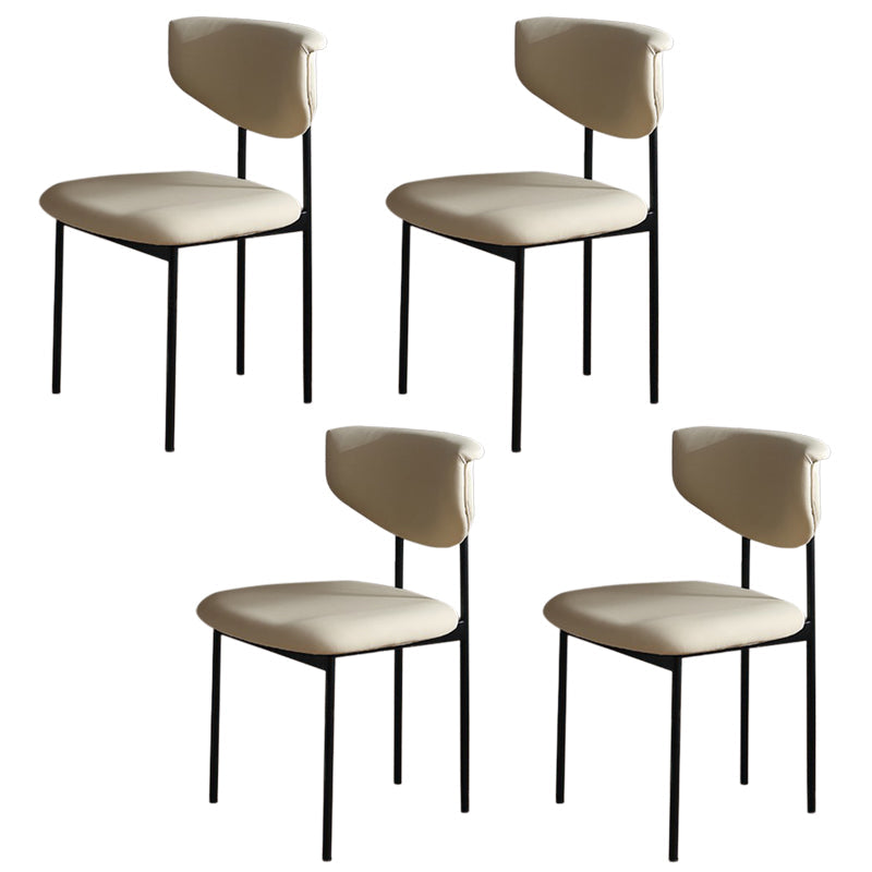 Kitchen Upholstered Armless Chair Industrial Open Back Dining Chair Off-White 4 Piece Set Clearhalo 'Dining Chairs' 'Dining Tables & Seating' 'dining_chair' 'furn' 'furn_dining_chair' 'Furniture' 'Kitchen & Dining Furniture' 7075568