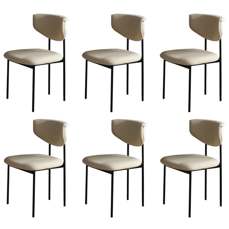 Kitchen Upholstered Armless Chair Industrial Open Back Dining Chair Off-White 6 Piece Set Clearhalo 'Dining Chairs' 'Dining Tables & Seating' 'dining_chair' 'furn' 'furn_dining_chair' 'Furniture' 'Kitchen & Dining Furniture' 7075569