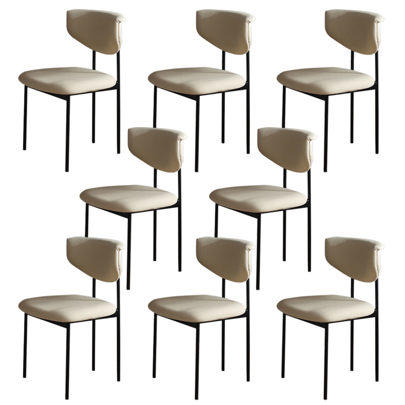 Kitchen Upholstered Armless Chair Industrial Open Back Dining Chair Off-White 8 Piece Set Clearhalo 'Dining Chairs' 'Dining Tables & Seating' 'dining_chair' 'furn' 'furn_dining_chair' 'Furniture' 'Kitchen & Dining Furniture' 7075570