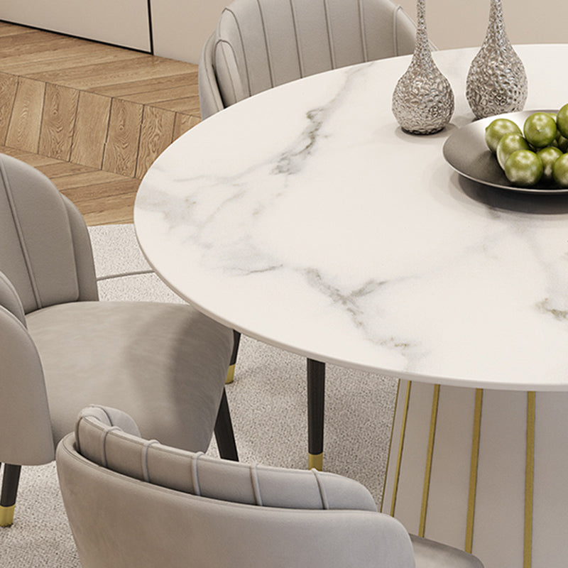 Tavolo da pranzo glam in pietra rotonda 1/7 pezzi set da pranzo per sala da pranzo