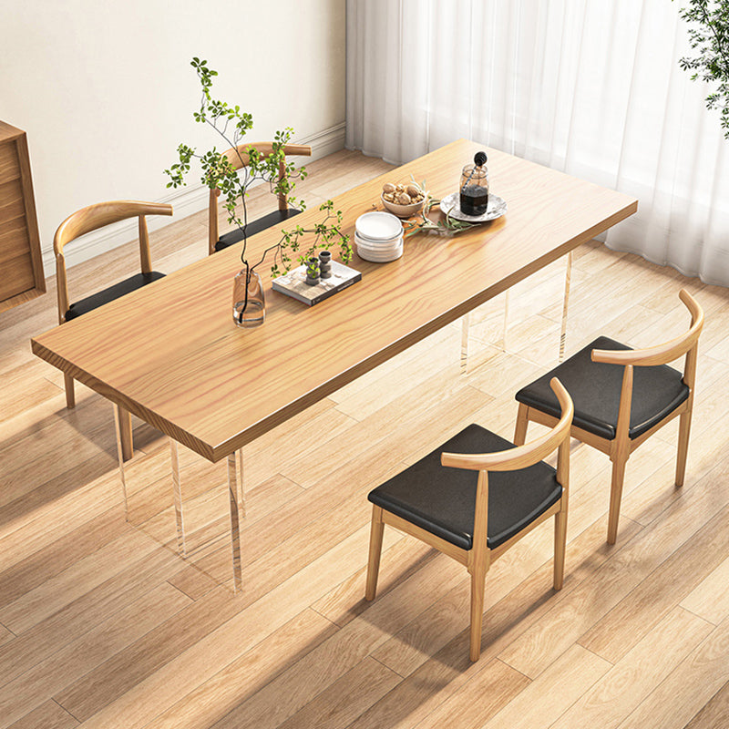 Juego de mesa de comedor acrílico moderno 1/2/5/7 PCS Set de muebles de comedor de madera natural