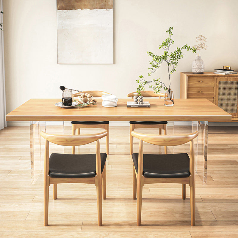 Juego de mesa de comedor acrílico moderno 1/2/5/7 PCS Set de muebles de comedor de madera natural