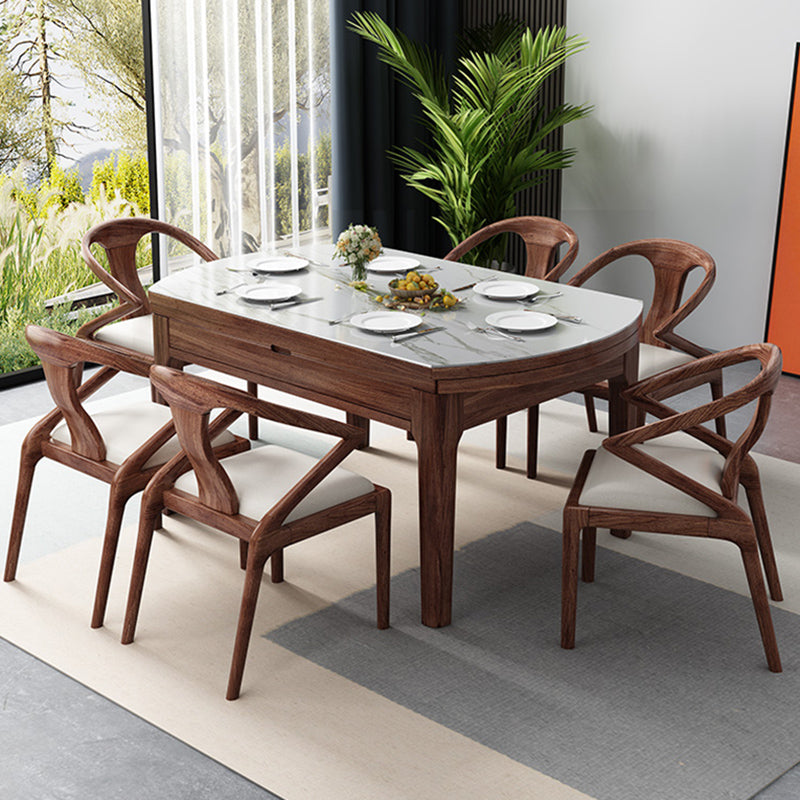 Modern Stone Furniture 1/5/7 Pcs Standard Height Dining Sets with Self Storing Leaves Clearhalo 'Dining Room Sets' 'Dining Tables & Seating' 'dining_room_set' 'furn' 'furn_dining_room_set' 'Furniture' 'Kitchen & Dining Furniture' 7075849