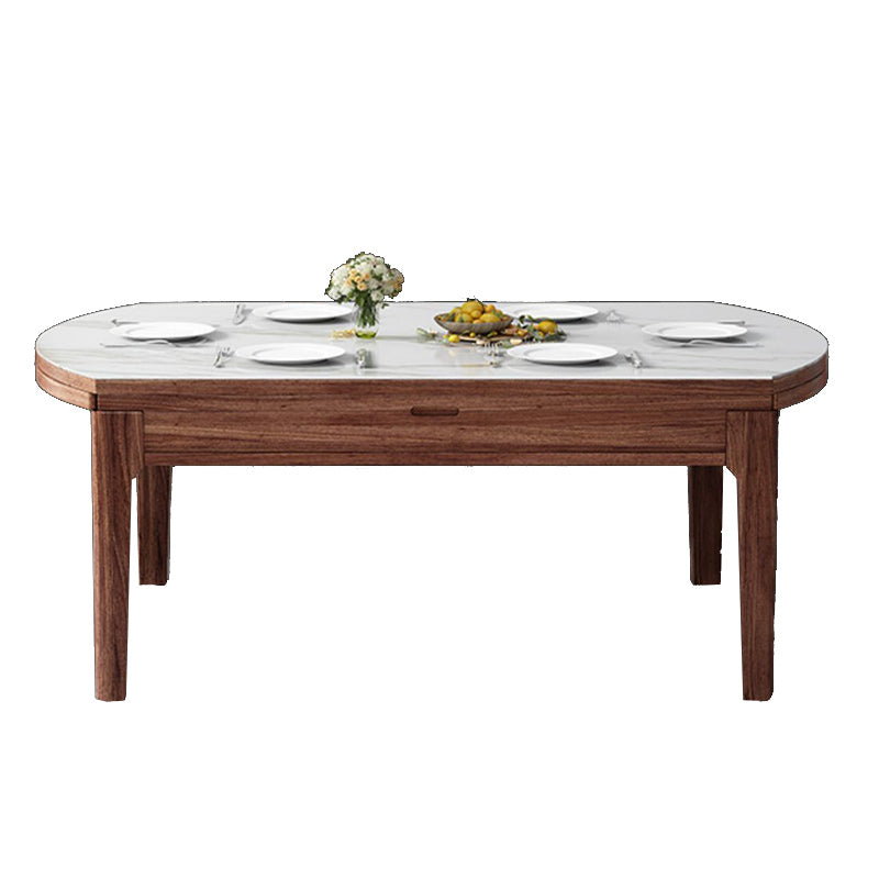 Modern Stone Furniture 1/5/7 Pcs Standard Height Dining Sets with Self Storing Leaves White 59"L x 35"W Clearhalo 'Dining Room Sets' 'Dining Tables & Seating' 'dining_room_set' 'furn' 'furn_dining_room_set' 'Furniture' 'Kitchen & Dining Furniture' 7075850