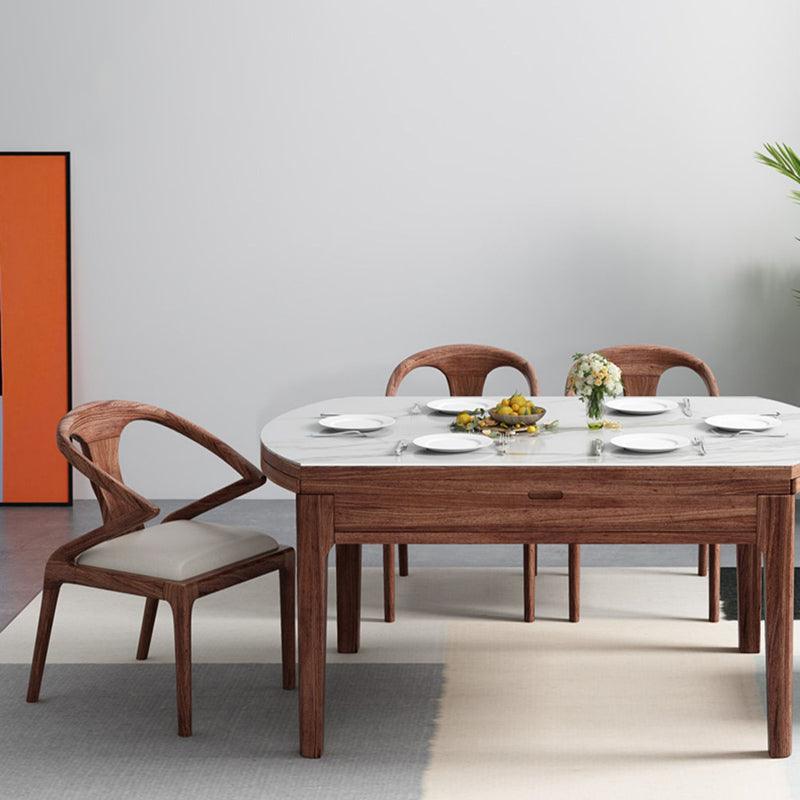 Modern Stone Furniture 1/5/7 Pcs Standard Height Dining Sets with Self Storing Leaves Clearhalo 'Dining Room Sets' 'Dining Tables & Seating' 'dining_room_set' 'furn' 'furn_dining_room_set' 'Furniture' 'Kitchen & Dining Furniture' 7075860