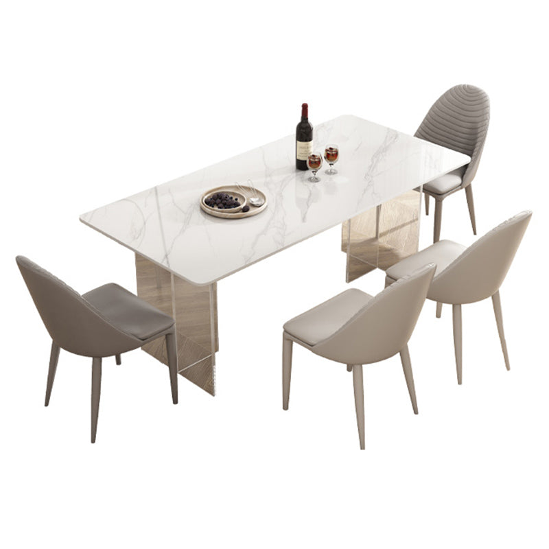 Modern White Stone Dining Table Set 1/4/5/7 Pcs Standard Height Dining Room Furniture Set