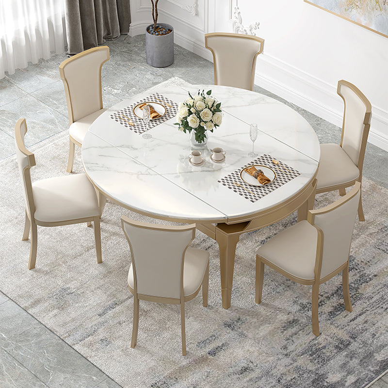 Juego de mesa de comedor de piedra blanca moderna 1/2/5/7 PCS Altura estándar Set de comedor formal