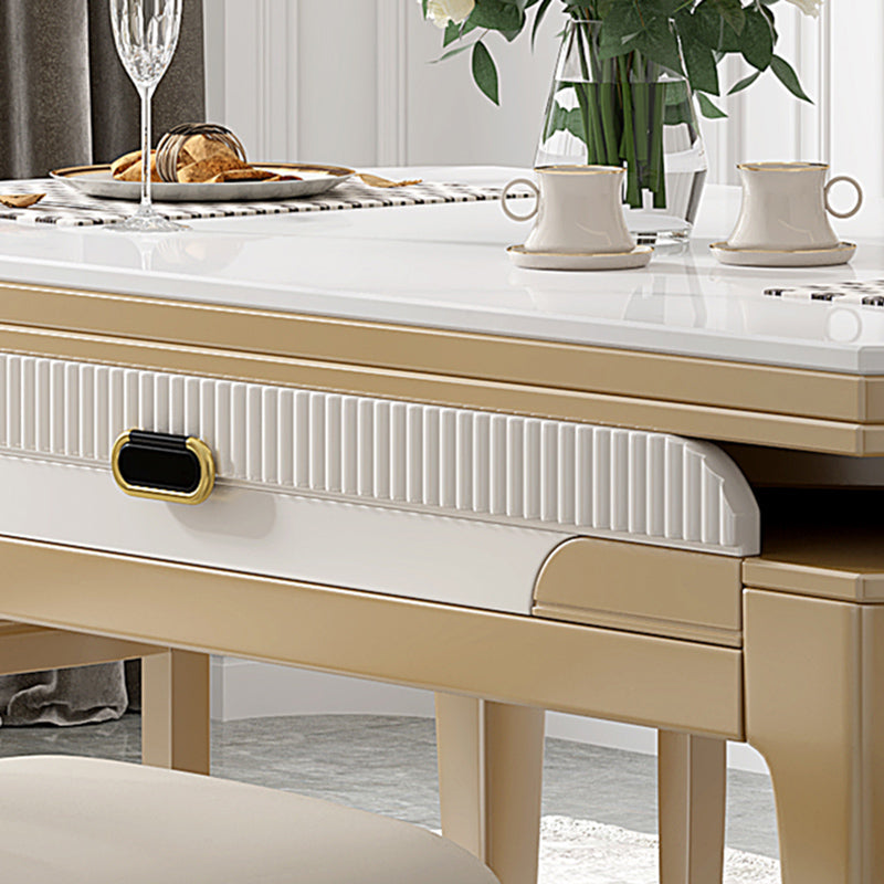 Ensemble de table à manger en pierre blanche moderne 1/2/5/7 PCS Hauteur standard Ensemble de salle à manger formelle