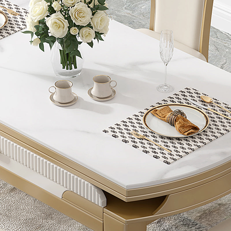 Juego de mesa de comedor de piedra blanca moderna 1/2/5/7 PCS Altura estándar Set de comedor formal