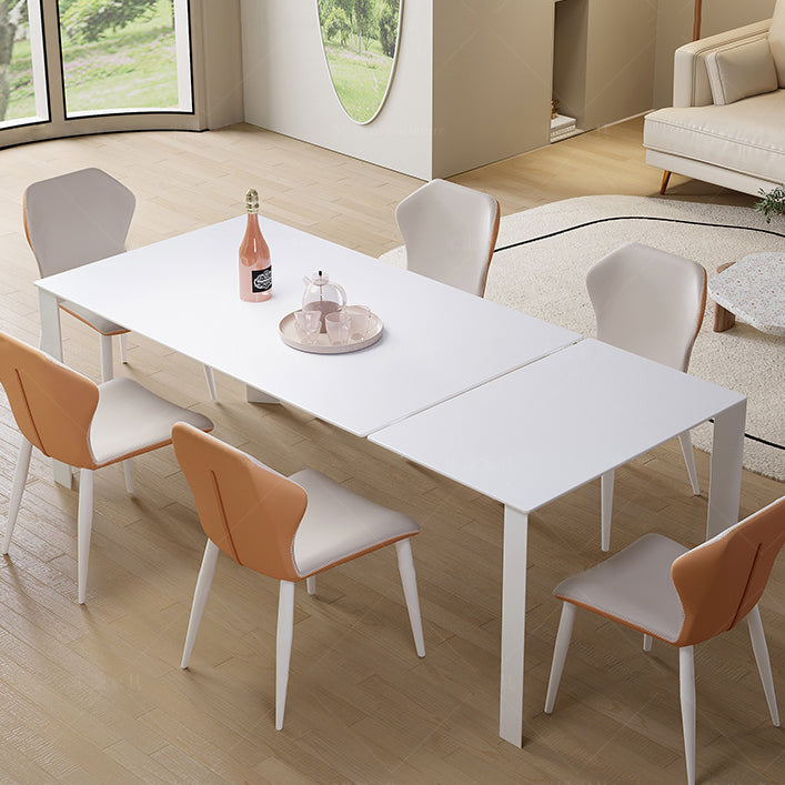 Modern 1/3/4/7 Pieces Dining Room Table Rectangle Stone Extendable Furniture in White