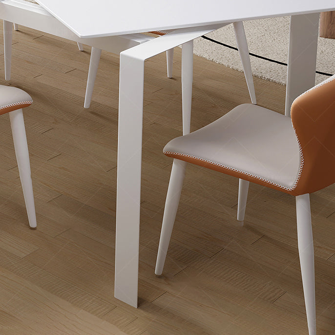 Moderno 1/3/4/7 pezzi sala da pranzo tavolo rettangolo di pietra estensibile mobili in bianco