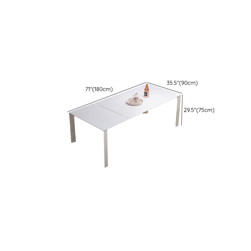 Moderno 1/3/4/7 pezzi sala da pranzo tavolo rettangolo di pietra estensibile mobili in bianco