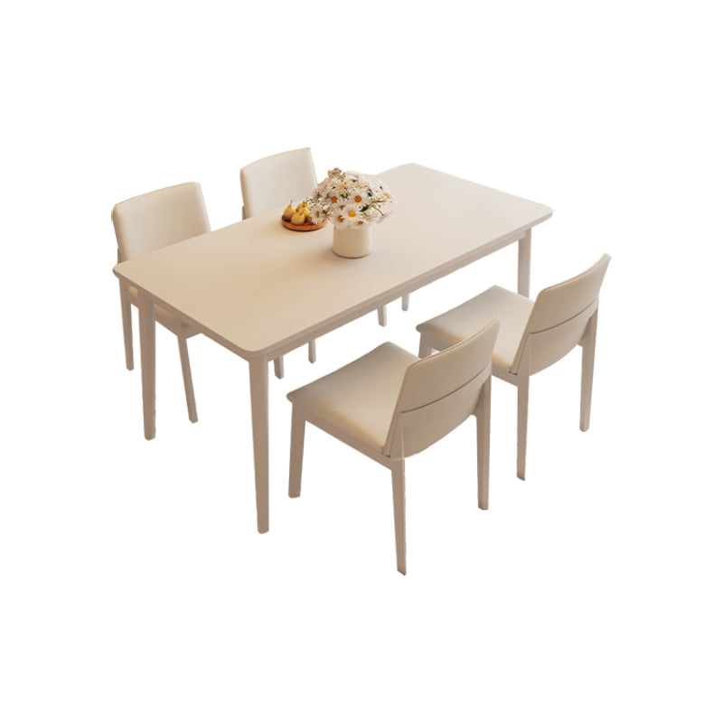 Modern Style 1/4/5 Pieces Dining Room Table Rectangle Stone Furniture in White
