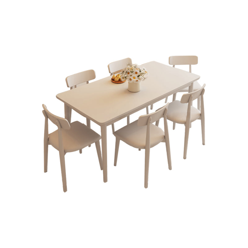 Modern Style 1/4/5 Pieces Dining Room Table Rectangle Stone Furniture in White